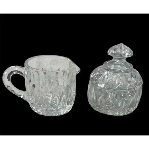 Althea Full Lead Crystal Sugar Bowl & Creamer Set West Germany - Picture 1 of 5